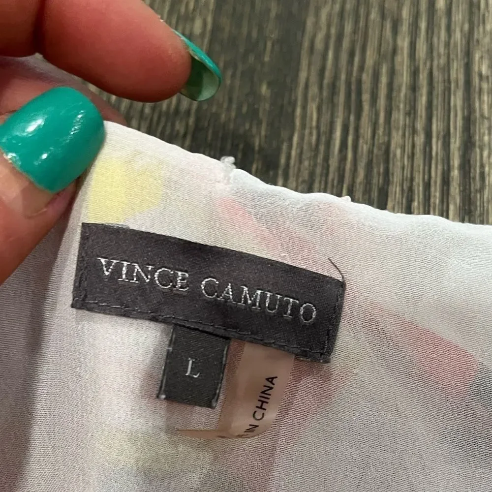 Vince Camuto Chiffon Blouse Floral Flutter Sleeve Pullover Multicolor Size L